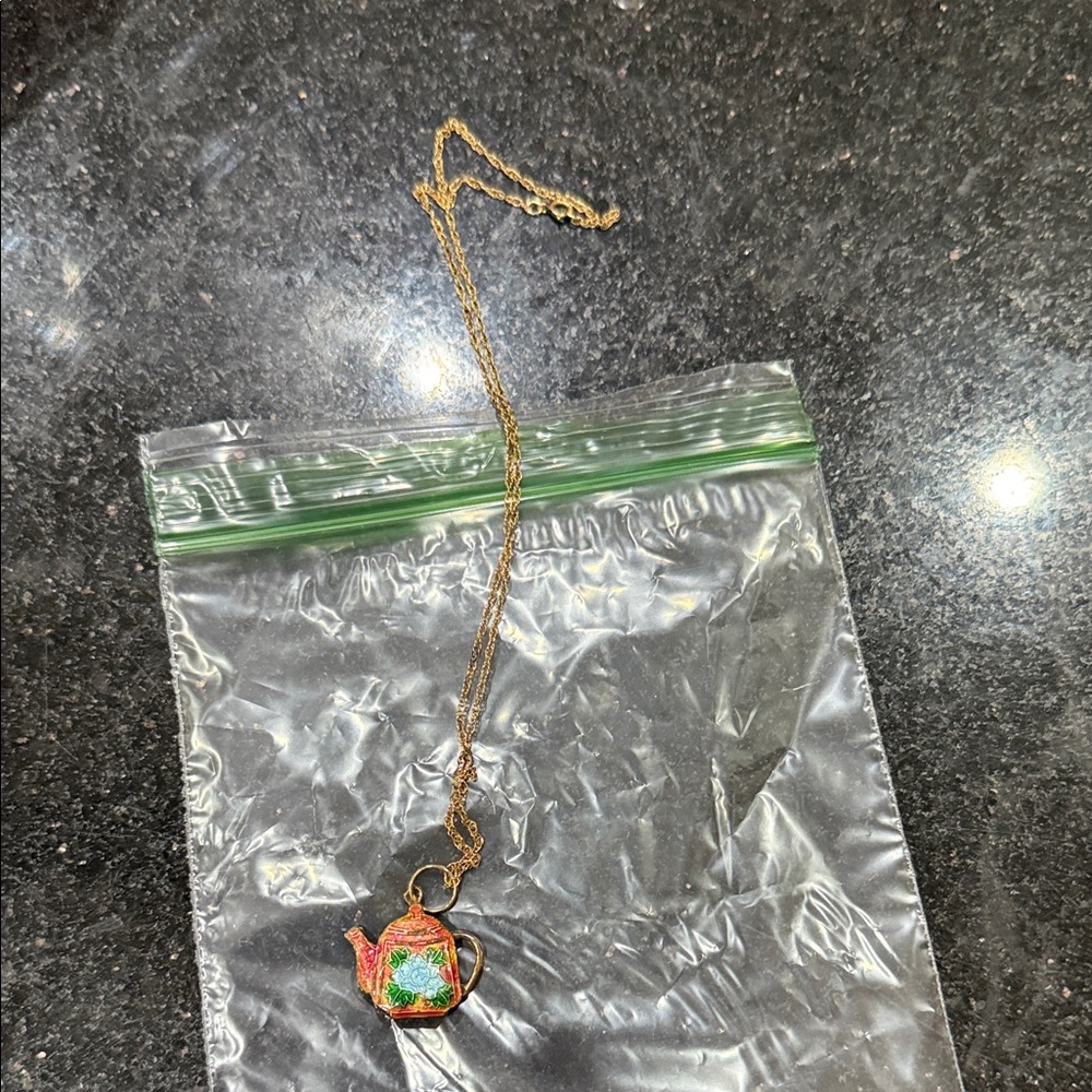 Gold Teapot Necklace for Kids